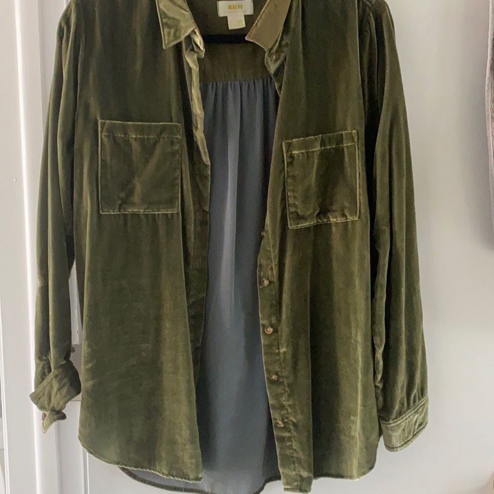 Velvet green Maeve blouse from Anthropologie